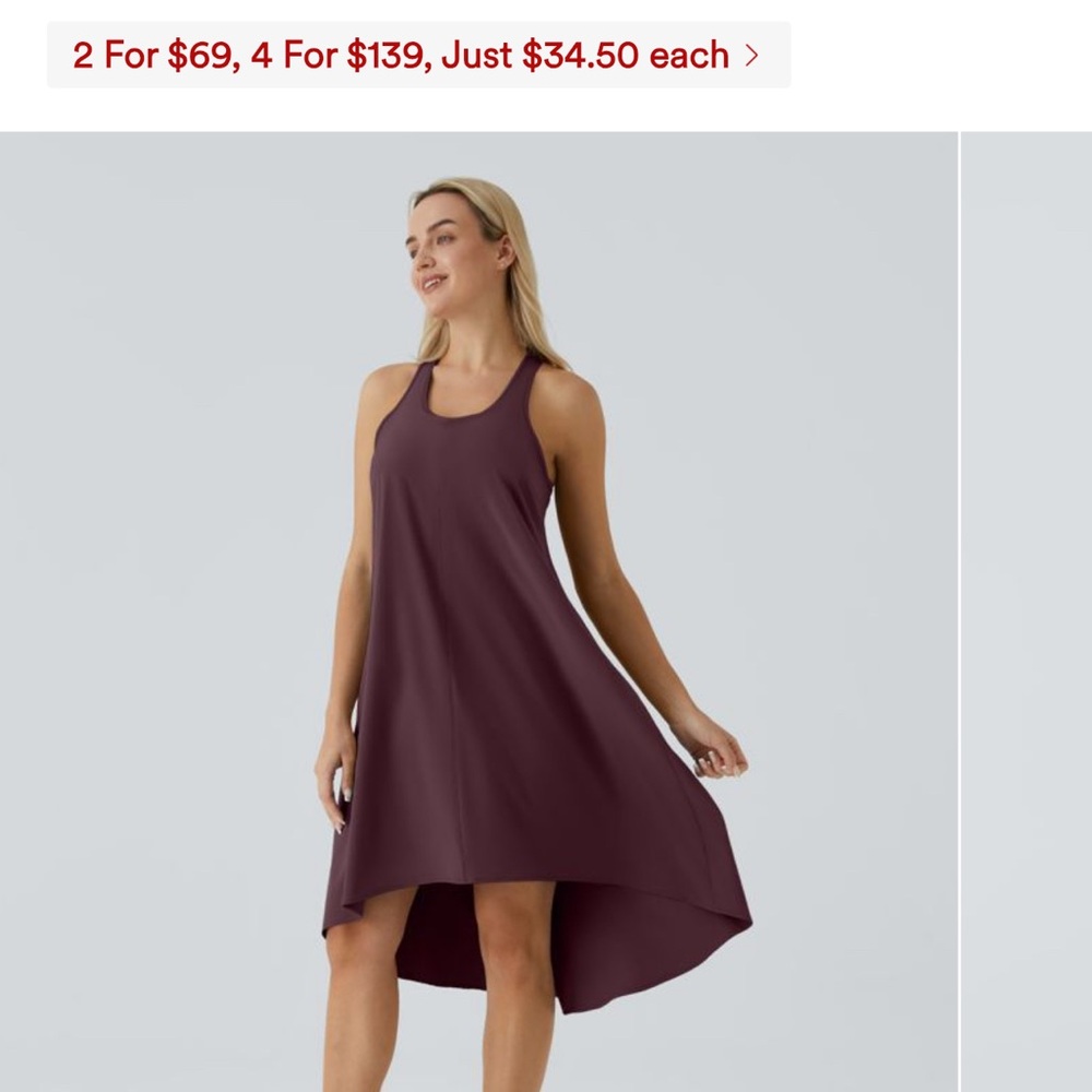 HALARA Red Asymmetrical High-Low Athletic Sundress